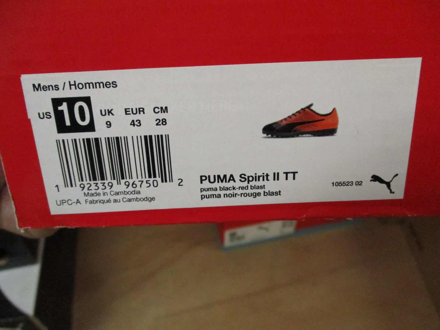 Puma Spirit II TT Mens Soccer Turf Shoe Black Red Blast Size 10 NIB 1055236