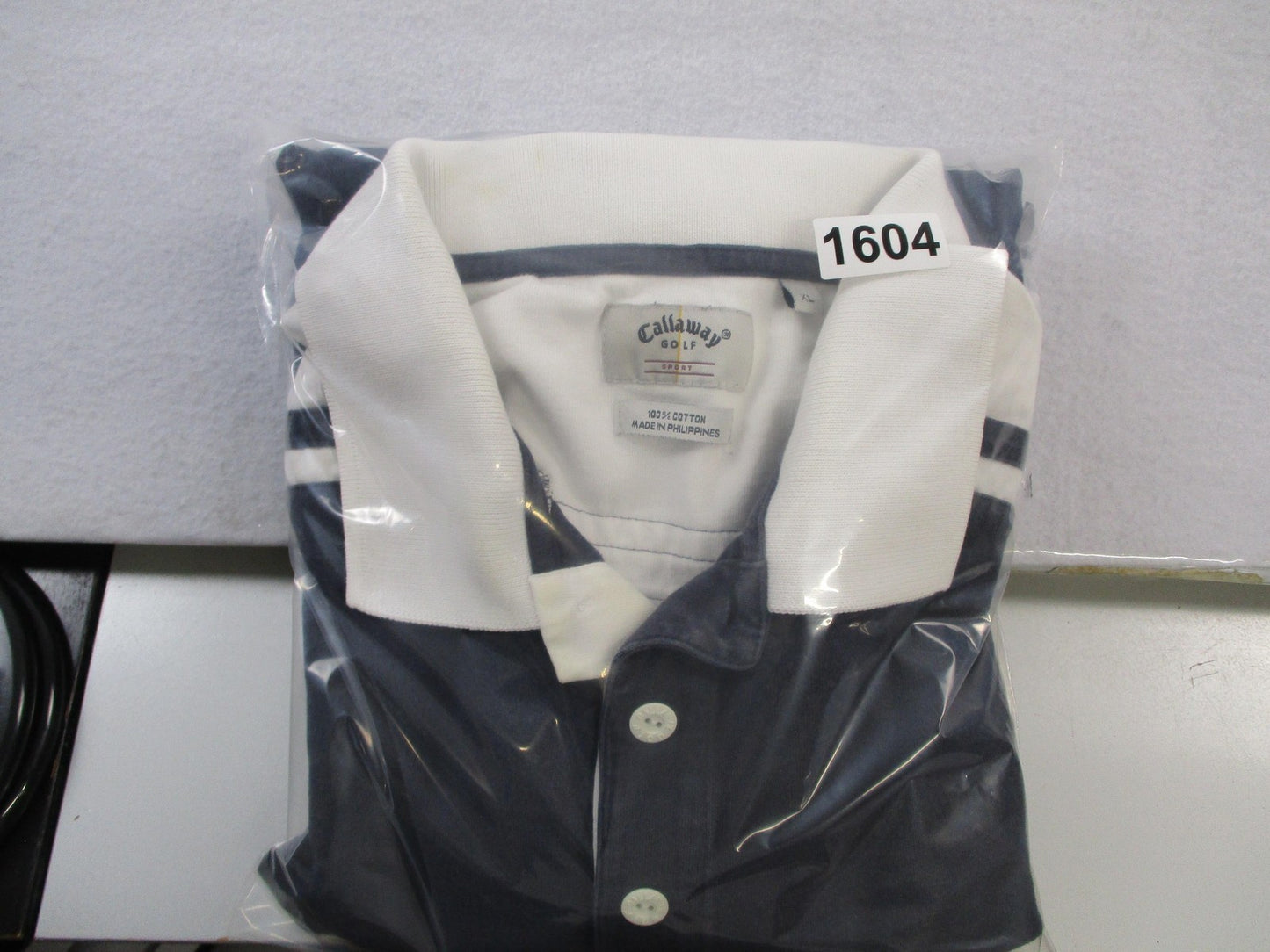 Callaway Golf Sport Polo Shirt Mens XL Blue Long Sleeve Cotton Striped Collared15