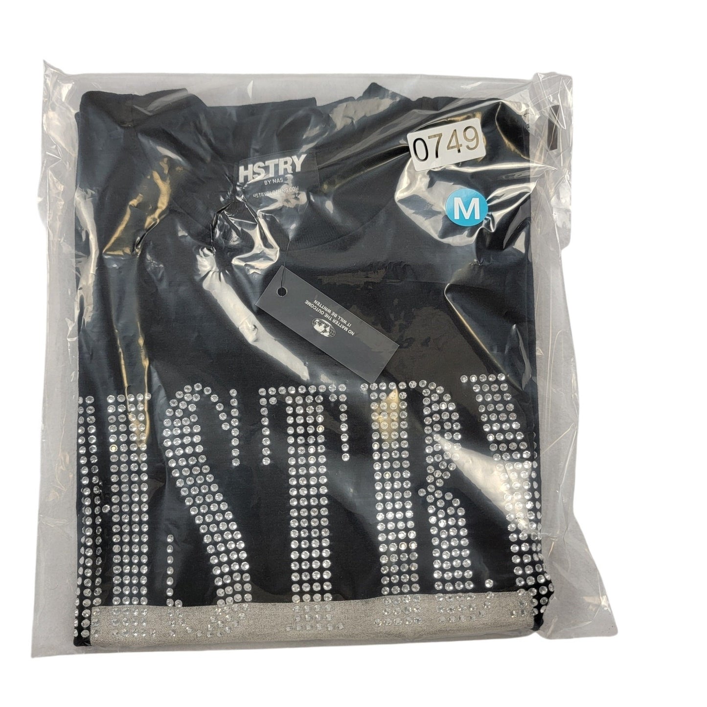 HSTRY by Nas Rhinestone Elvis Graphic Tee Black Medium NWT Hip Hop 7493