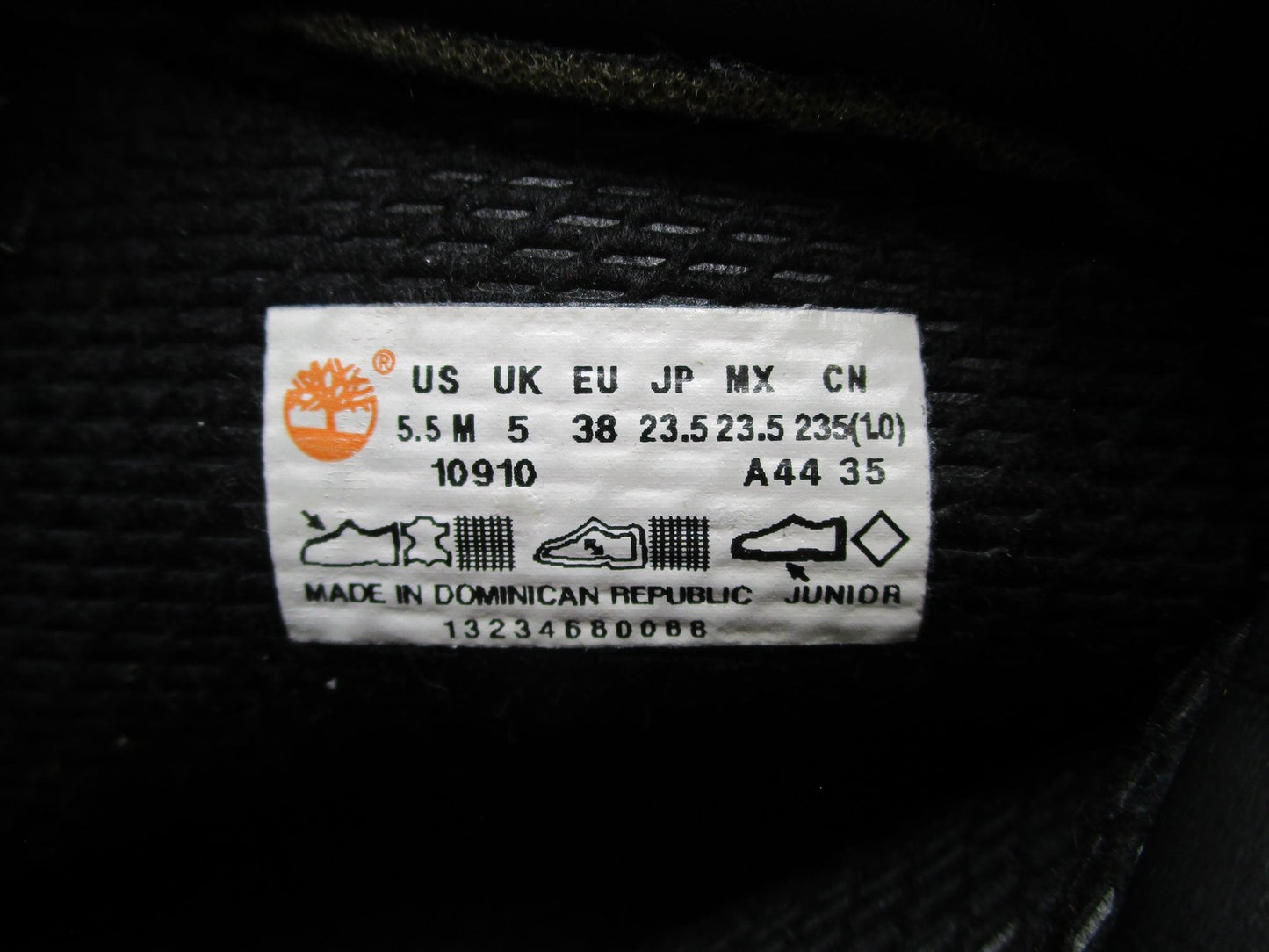 Timberland 10910 Junior Boots Youth Size 5.5M Black Waterproof Leather Combat17