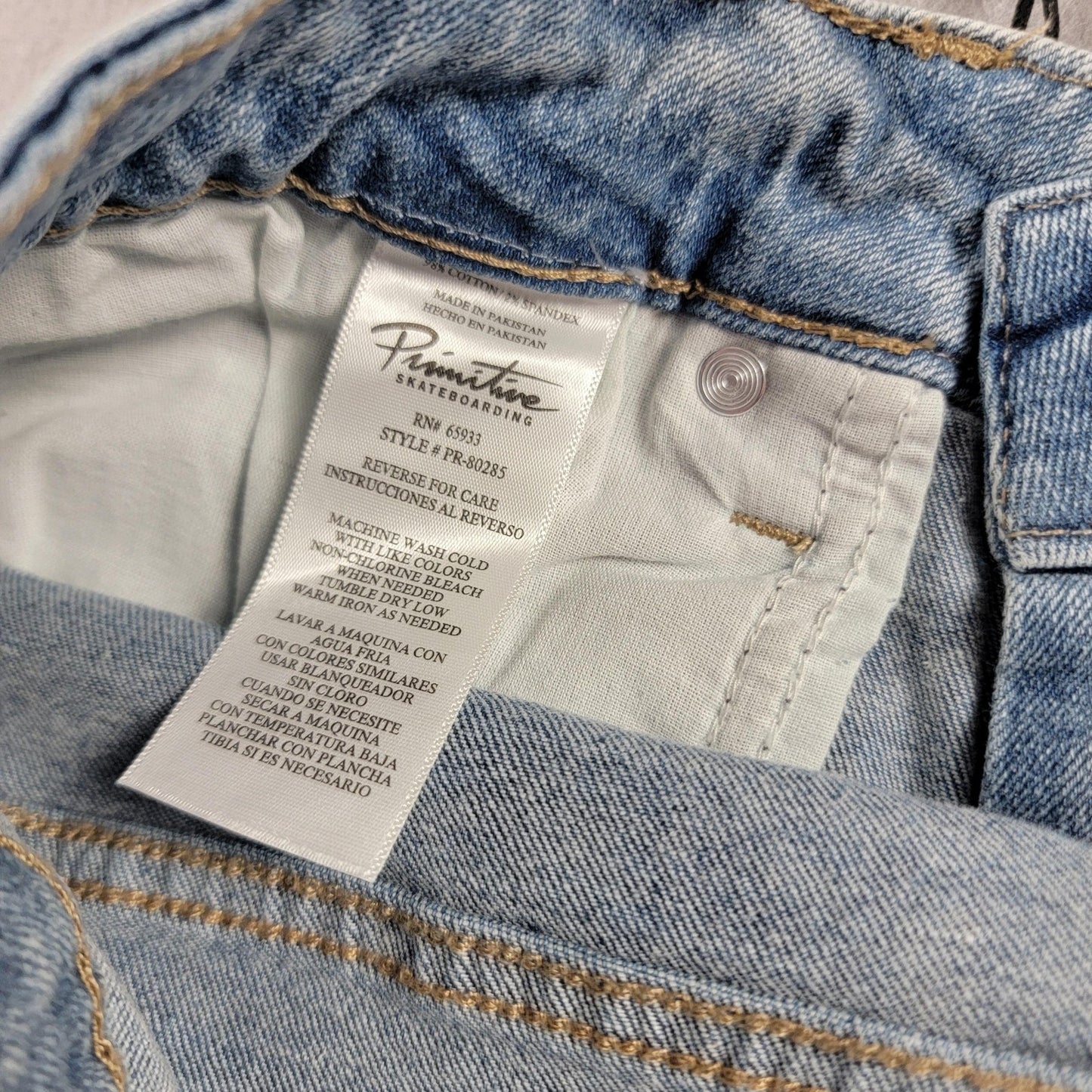 Primitive Jeans Mens 32x34 Light Wash Straight Fit Stretch Denim