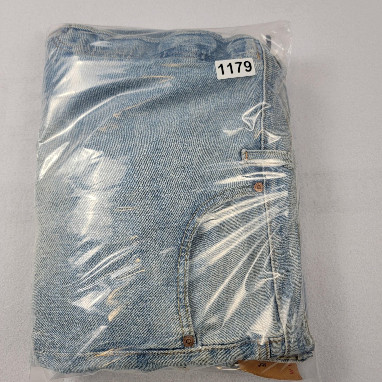 Levis 501 Jeans Mens 50x34 Lt Blue Original Stretch Button Fly Straight Leg 117911