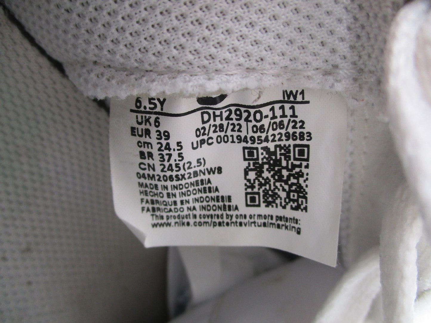 Nike Air Force 1 Shoes Youth Size 6.5Y White Low Leather AF1 DH2920111 (1E8)15