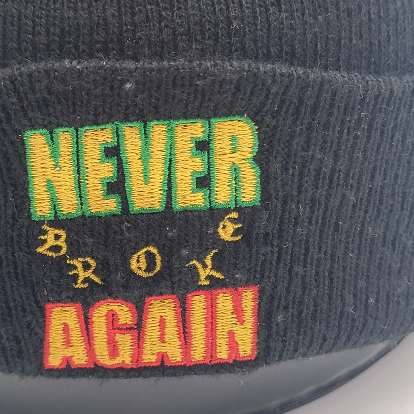 Never Broke Again Hat Young Boy Cap Beanie Knit Black Embroidered Slogan Mens2