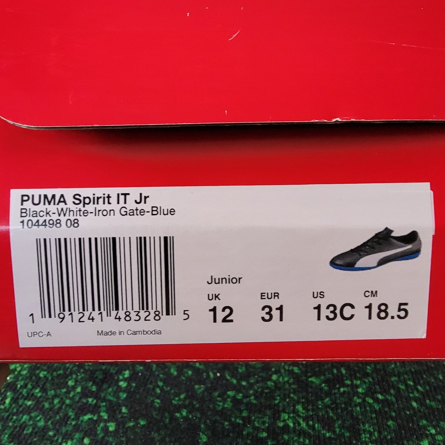 Puma Spirit IT Junior Indoor Soccer Shoes Sz 13C Black/White6