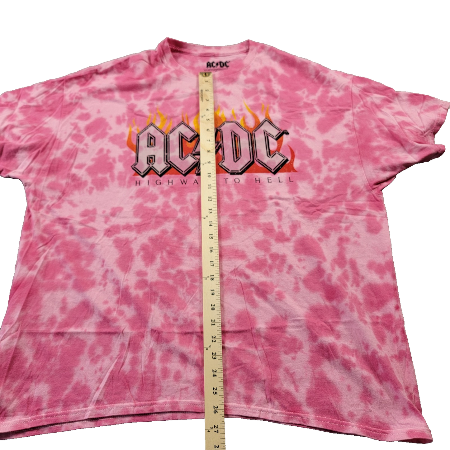 AC/DC Highway to Hell Pink Tie Dye T Sz XL