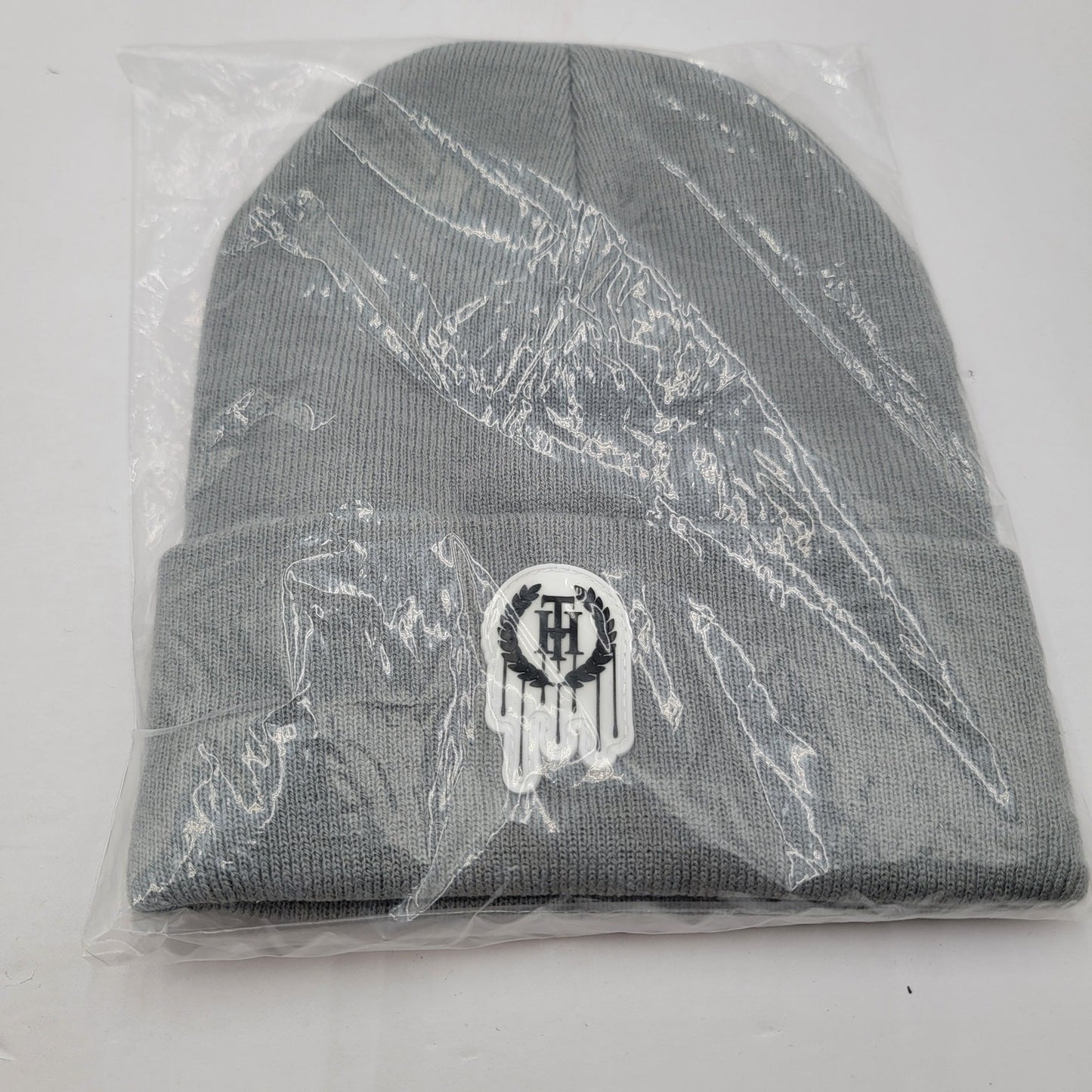 The Hideout Clothing THC Essentials Grey Beanie Knit Hat Drip Logo Unisex NWT5