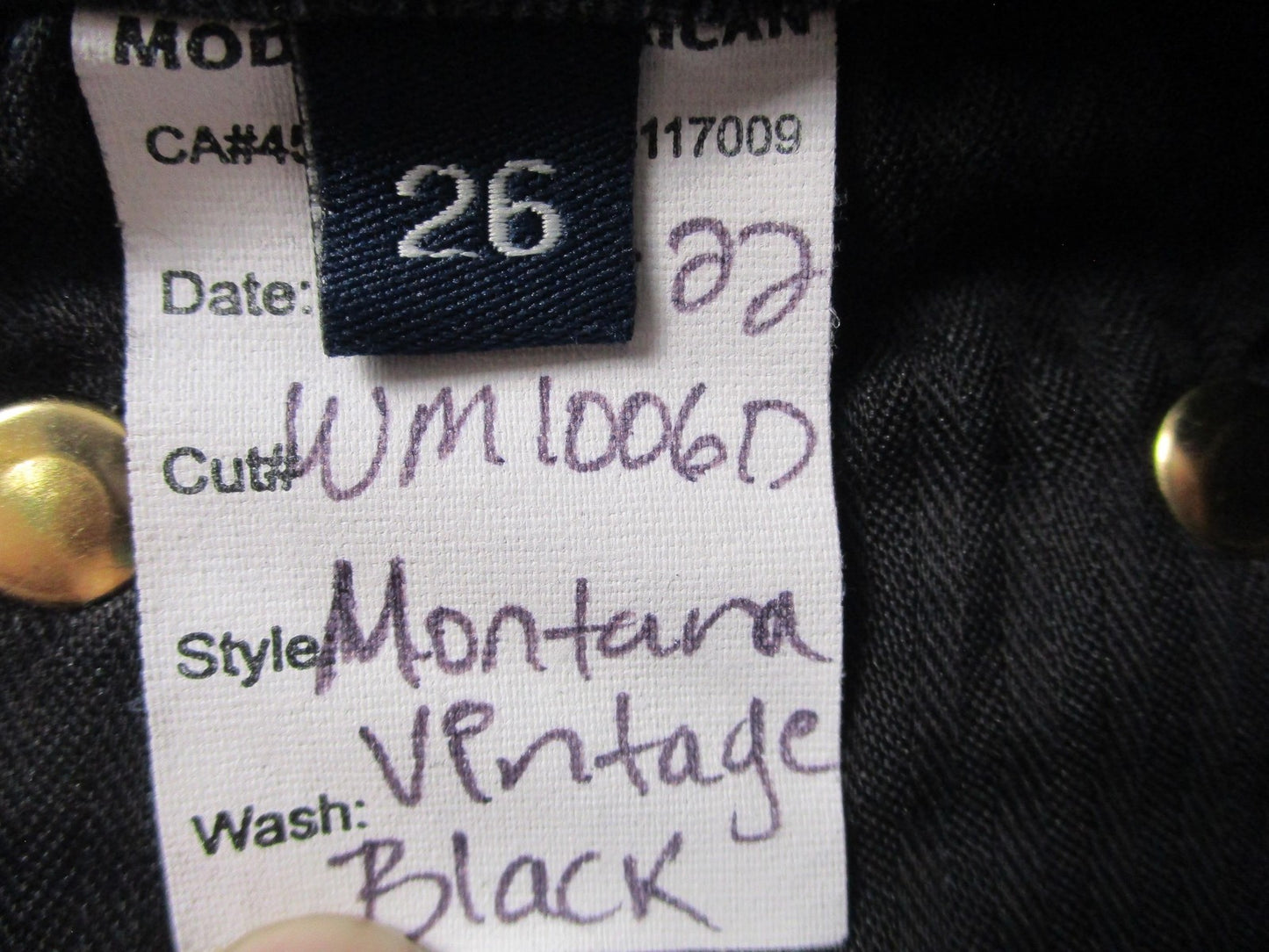 Modern American Montana Jeans Womens 26 Black Vintage Wash Straight Leg 14756