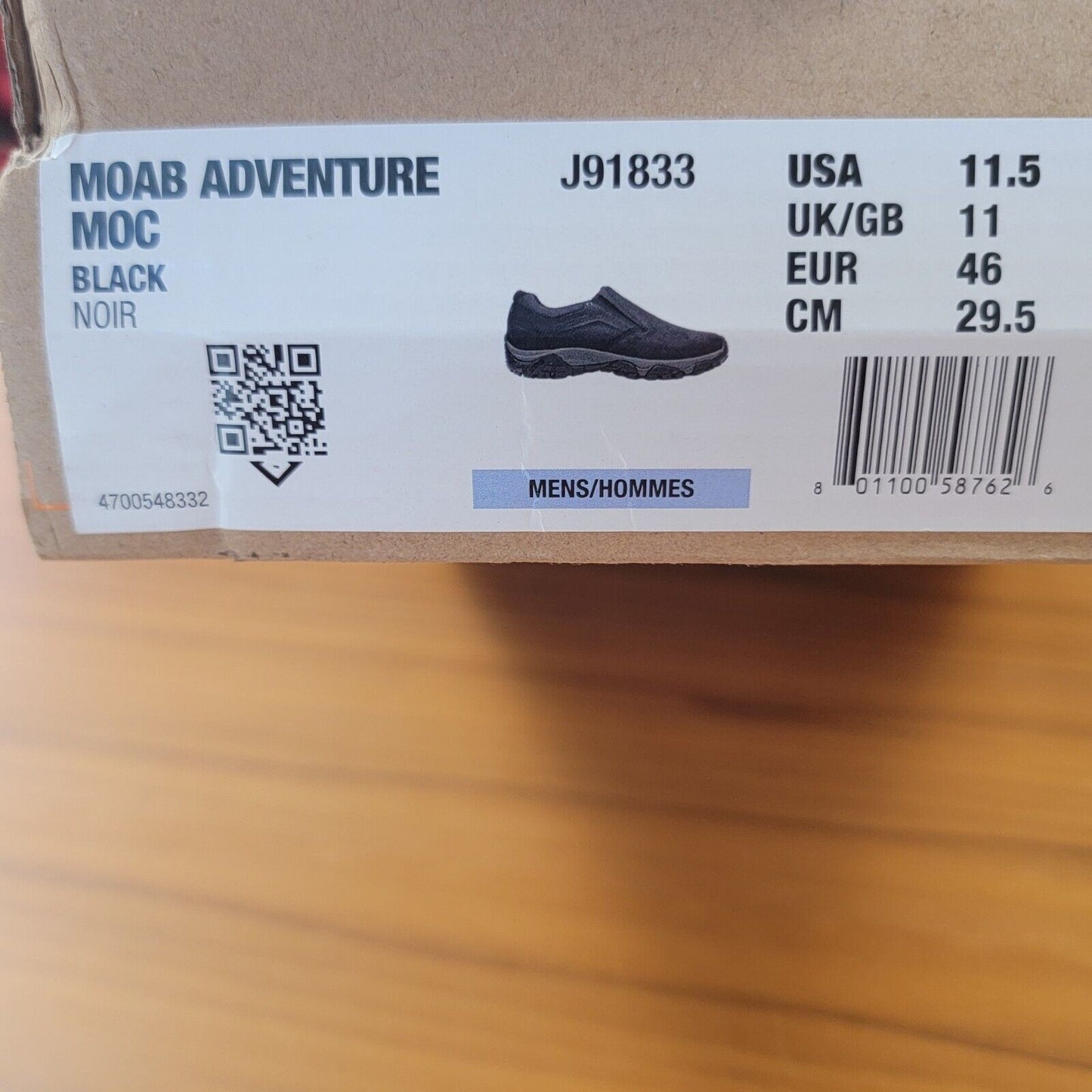 Merrell Mens Moab Adventure Moc Black Leather Slip On Sneakers Sz 11.5 J9183310