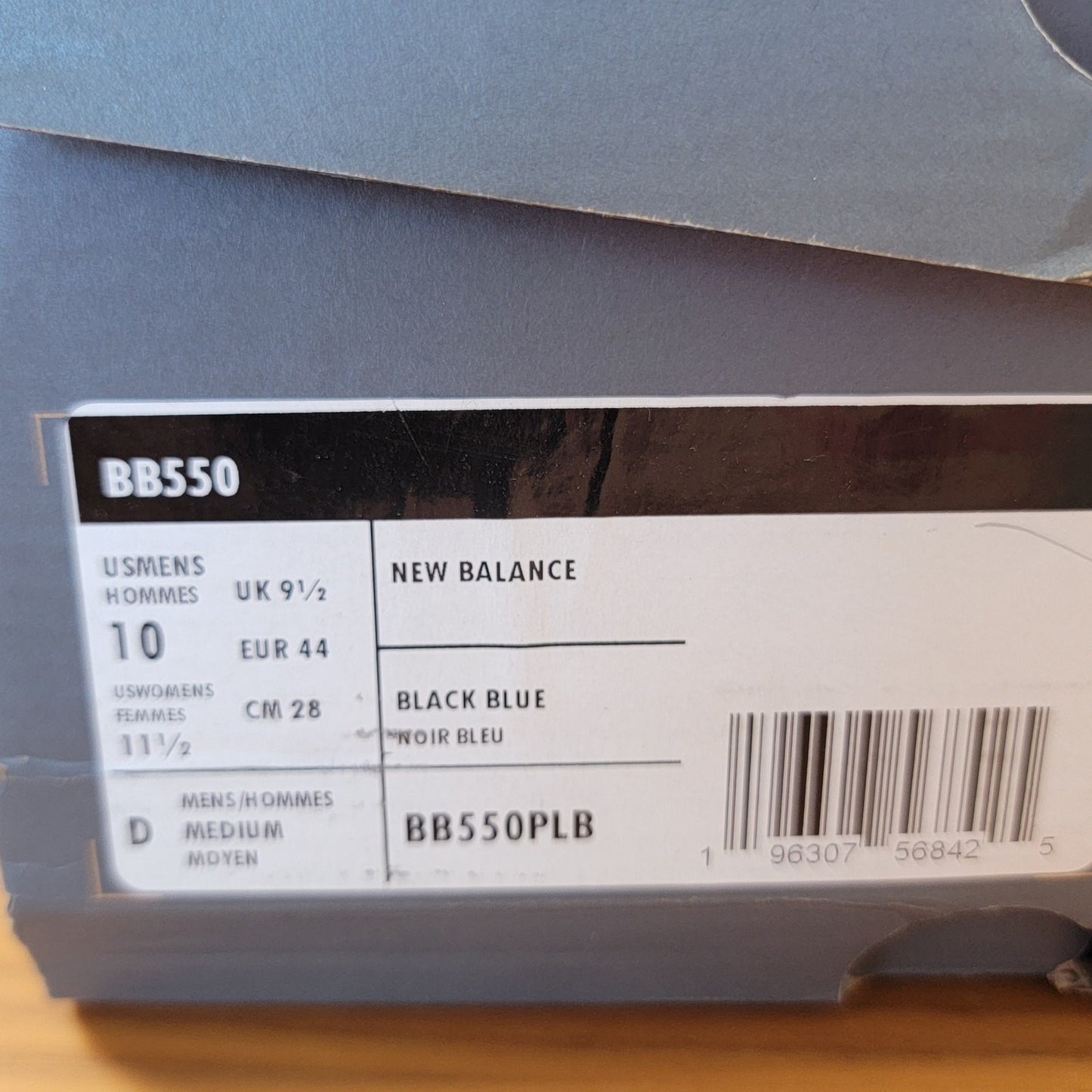 New Balance 550 'Black Blue Groove' Mens Sz 10 BB550PLB11