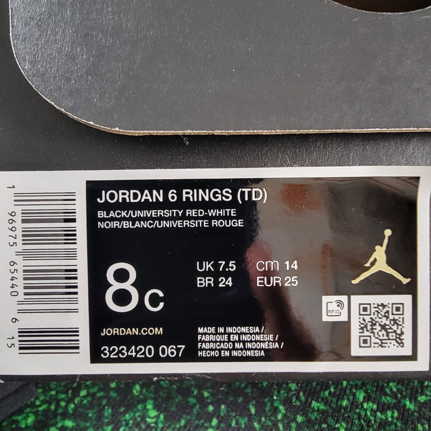 Nike Jordan 6 Rings TD Baby Toddler Shoes 8C Black Red White Infant Sneakers10
