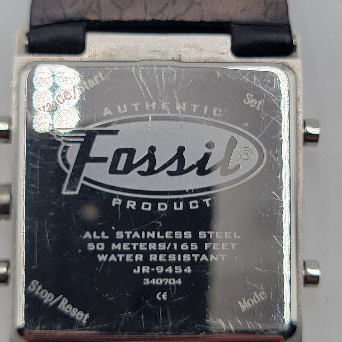 Fossil JR9454 Square Watch Black Dial Leather Strap Untested May Not Run9