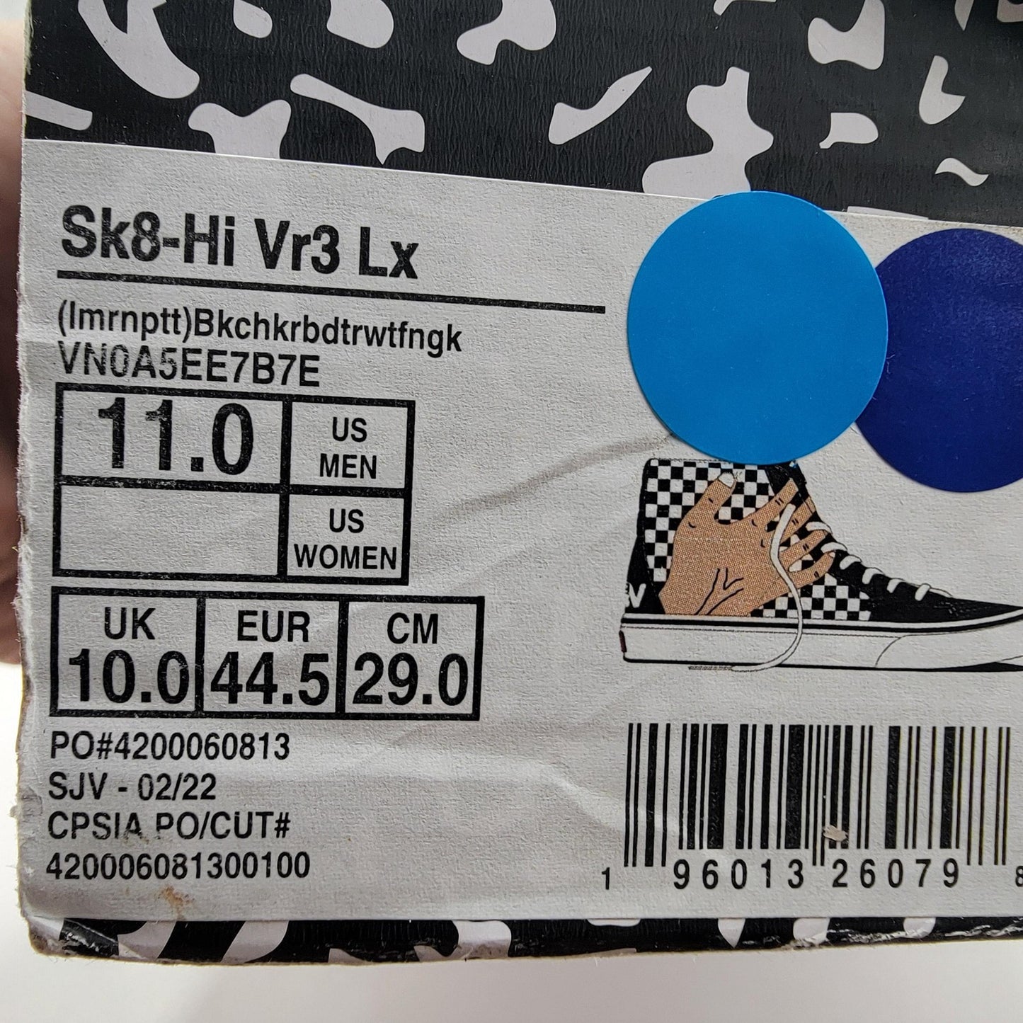 Vans Sk8Hi Vr3 Lx Shoes Mens Size 11 Checkerboard Potato Hand Vault EcoCush13