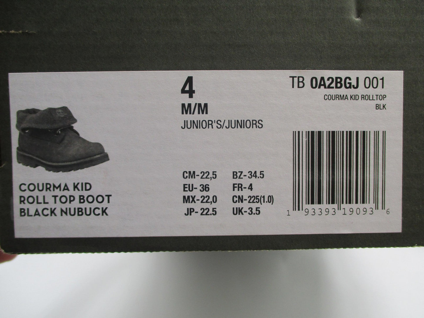 Timberland Courma Kid Roll Top Boots Youth Size 4 Black Nubuck Outdoor15
