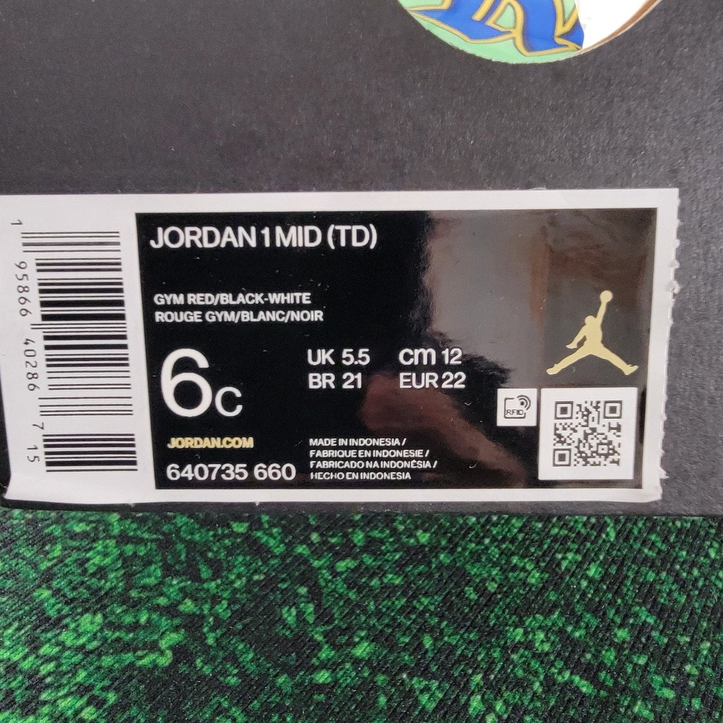 Toddler's Jordan 1 Mid "Reverse Bred" Gym Red/Black-White (640735 660) Sz 6c6