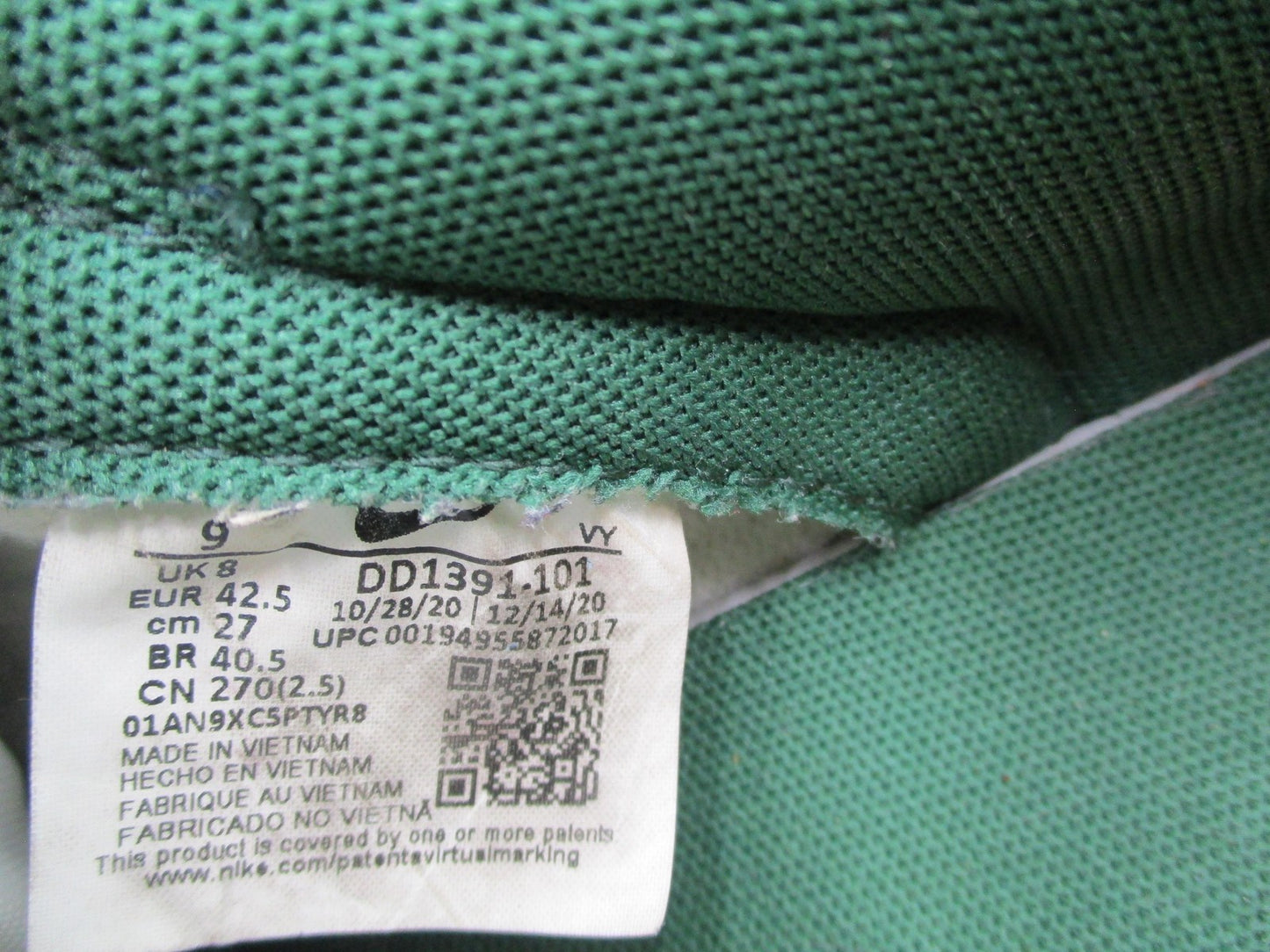 Nike Dunk Low 'Michigan State' Size 9 White Team Green Basketball DD1391101 1E912