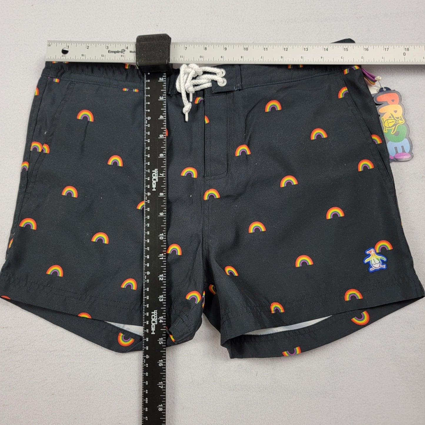 Original Penguin Pride Swim Trunks Men’s Size 31 Rainbow Print Dk Sapphire NWT7