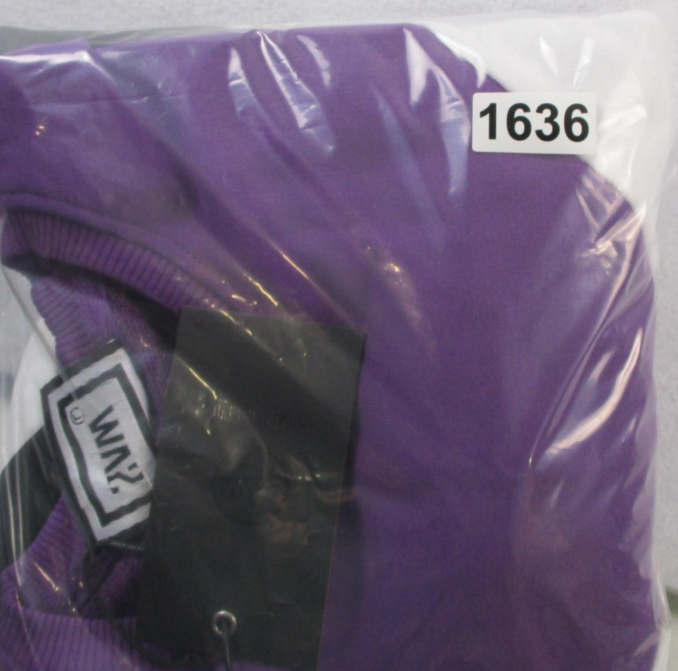SAW Sweatshirt Mens Large Purple Black White Pullover Fleece Colorblock Crewneck16
