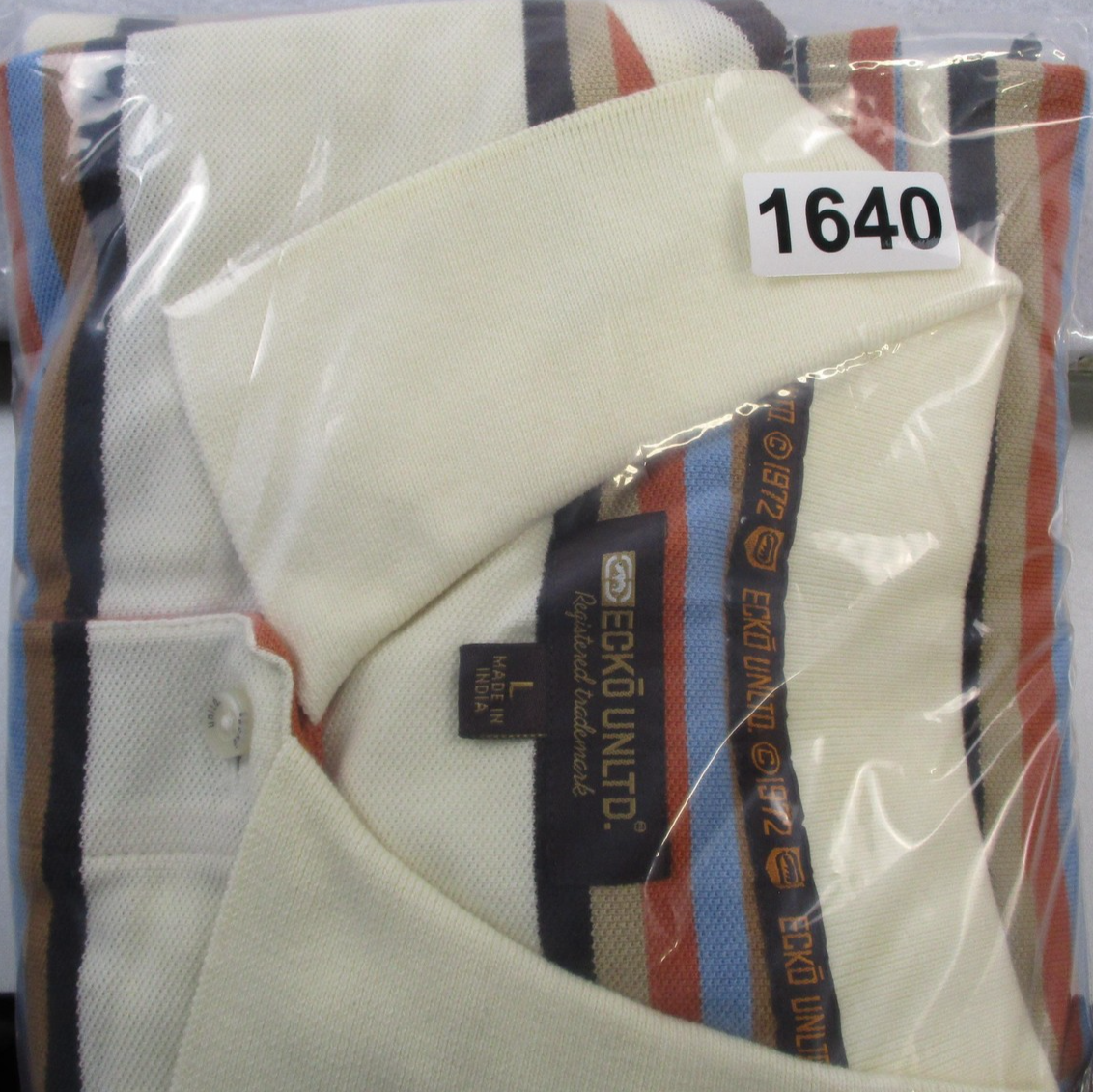 Ecko Unltd Hangin Out Polo Shirt Mens Large White Striped Short Sleeve Cotton14