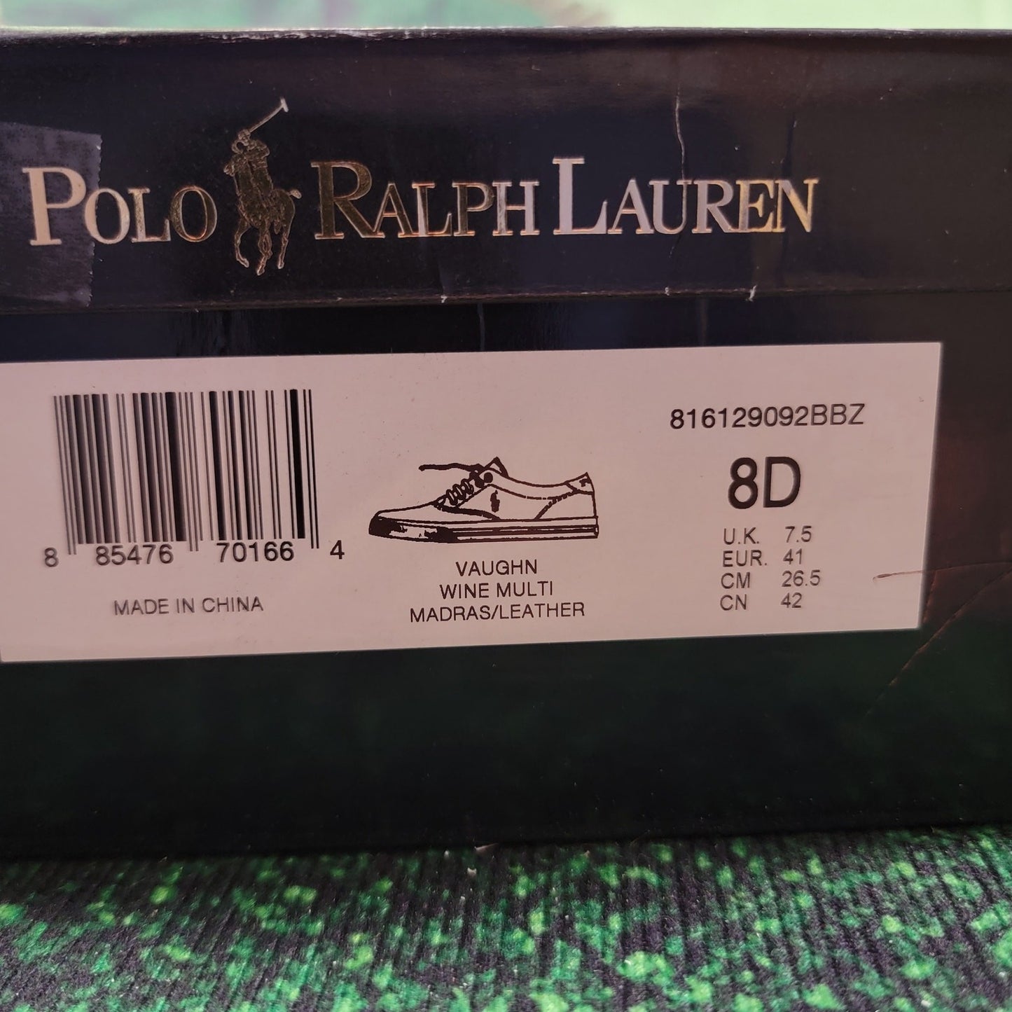 Ralph Lauren Polo Vaughn Boat Deck Shoes Wine Plaid Sz 8D8