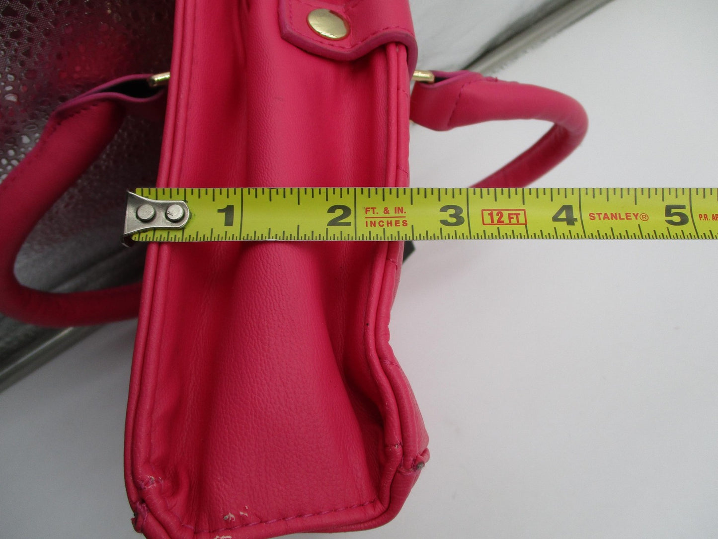 Bebe Satchel Bag Womens Mini Hot Pink Quilted Faux Leather Crossbody Purse Gold11