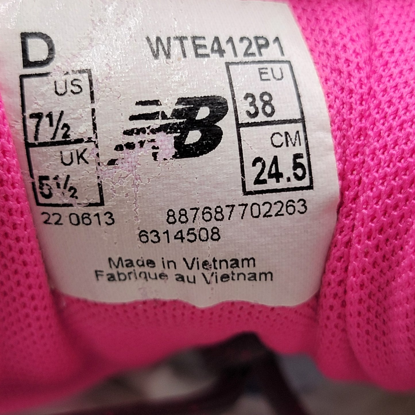 New Balance 412 Gray Pink Trail Running Shoes Women's US Size 7.5 WTE412P1