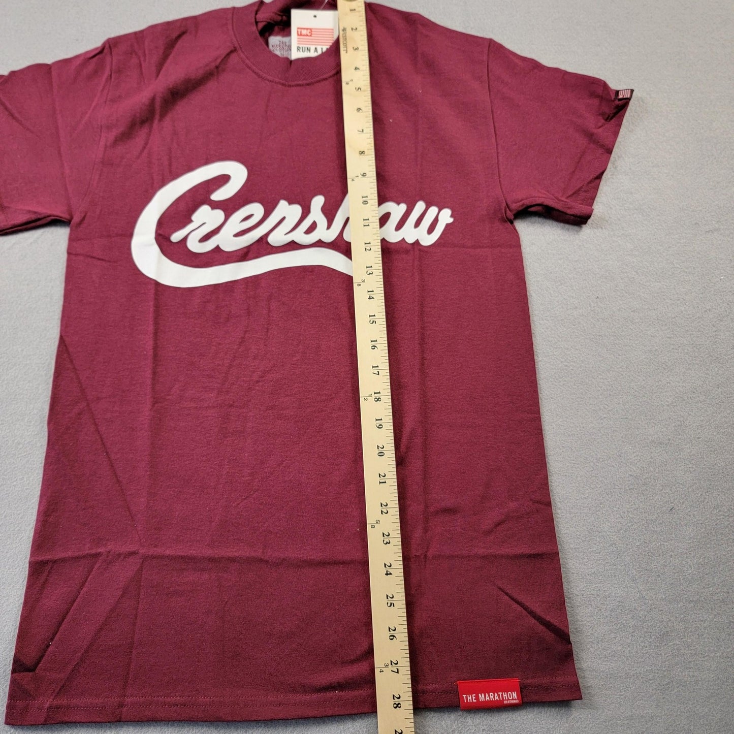 The Marathon Clothing Shirt Mens Small Burgundy Crenshaw Graphic Tee TMC Script7