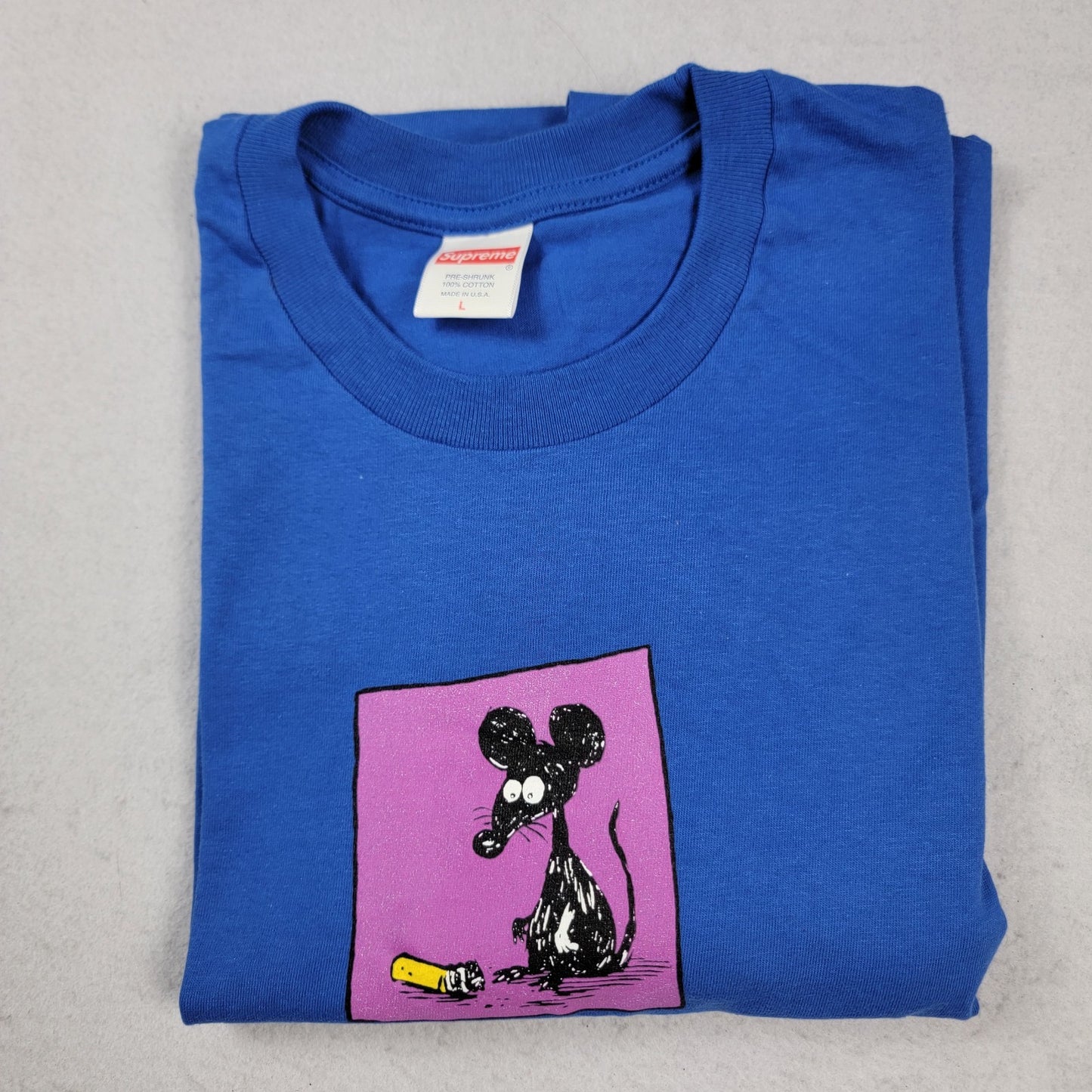 Supreme Rat Tee Shirt Blue Size L Large Box Logo Graphic Skater Streetwear (11565