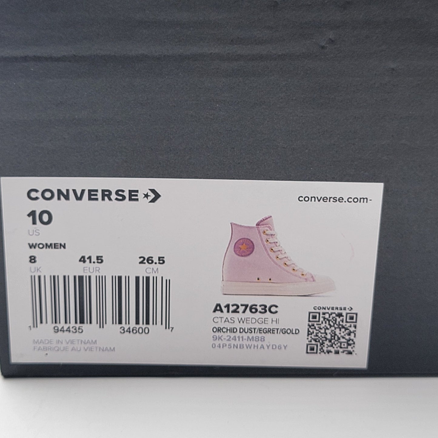 Womens Converse CTAS Wedge Hi Orchid Dust/Egret/Gold Sz 10 A12763C NIB10
