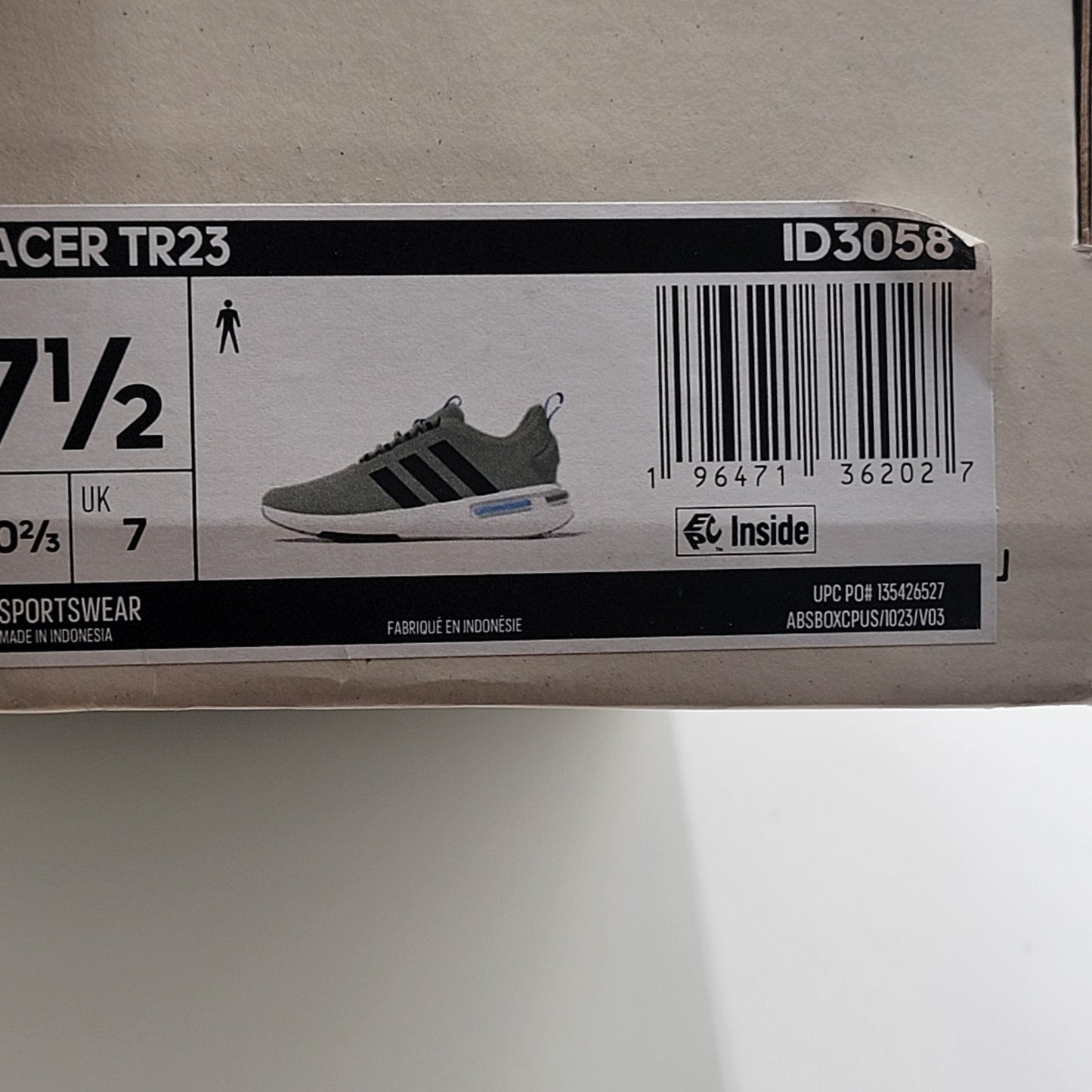 Adidas Men's Racer TR23 Running Sneakers | Grey/Black/Blue | Size: 7.5 M9