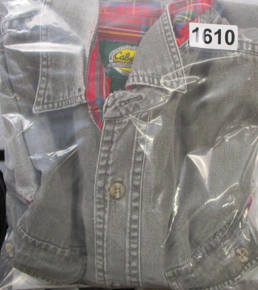Vintage 90s Cabela's Flannel Lined Stonewash Shirt Mens M Distressed Used 161013