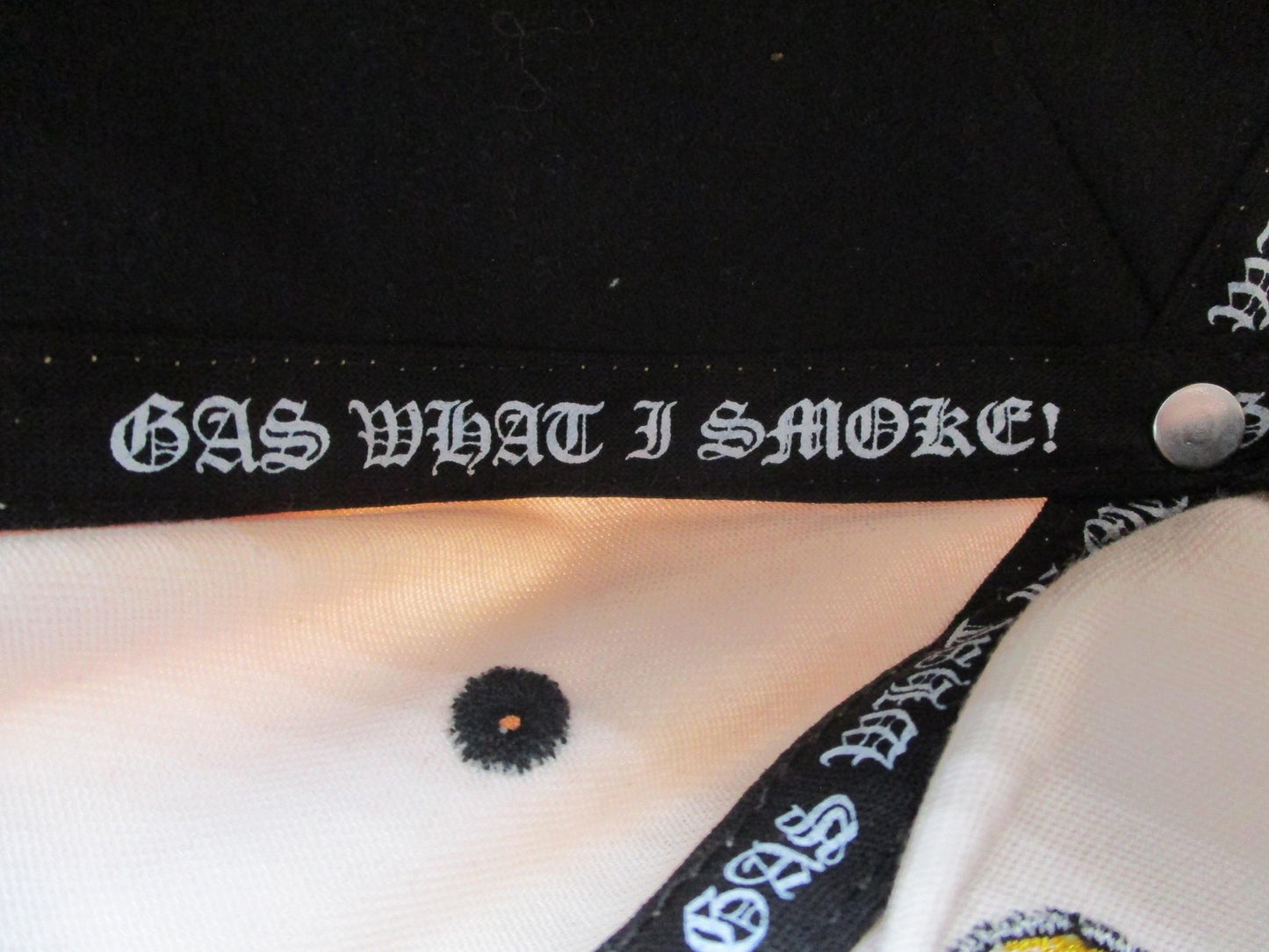 GASNYC Hat Cap Snap Back Mens One Size Beige Black GAS Graphic Embroidered Funny17