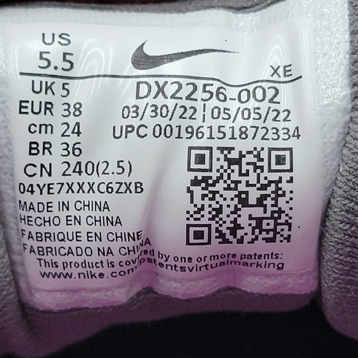 Nike ACG Lowcate Smoke Grey Vivid Purple Size 5.5 DX2256 002