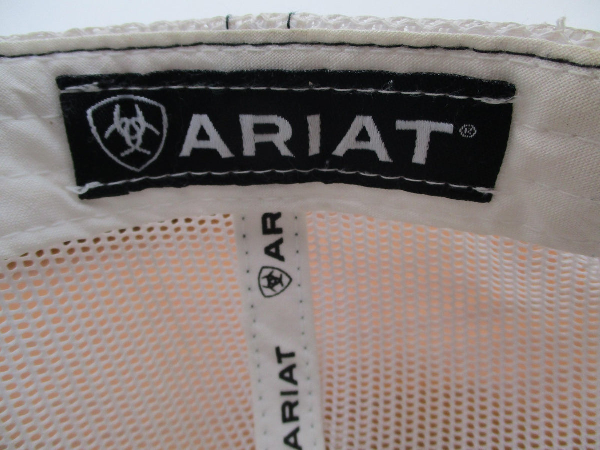 Ariat Hat Cap Snap Back Mens One Size Gray White Trucker Mesh Embroidered12