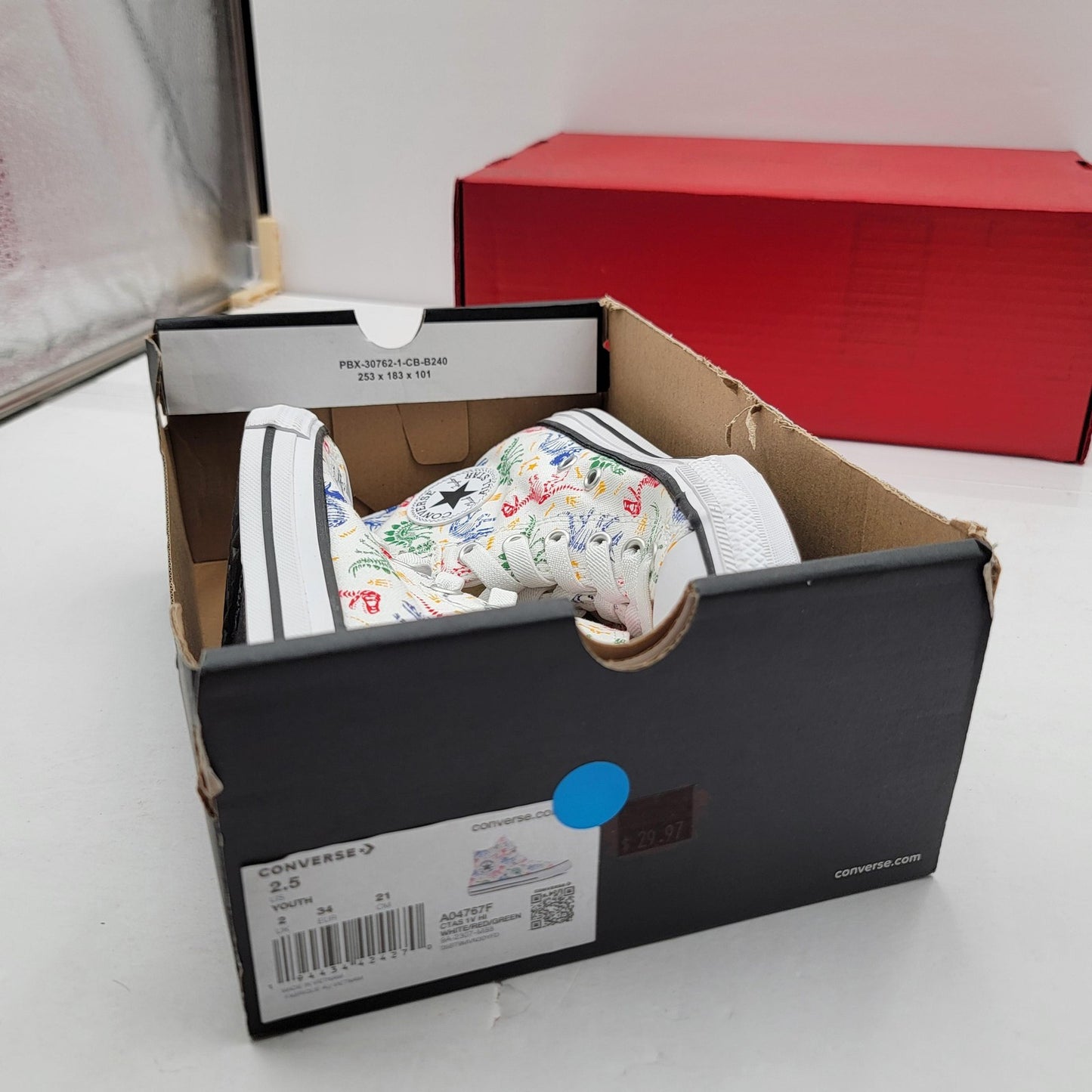 Converse Chuck Taylor All Star Shoes Youth Size 2.5 White Dinosaur Print A04767F10