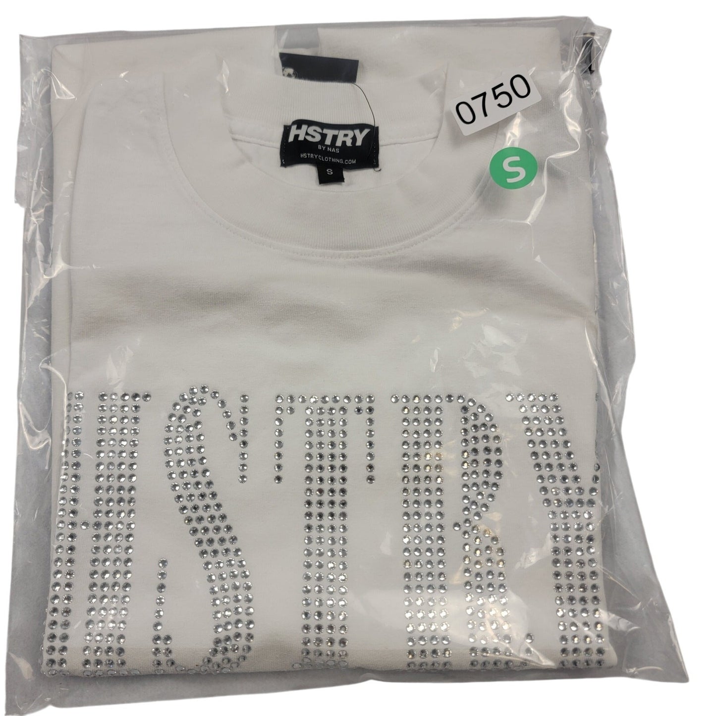HSTRY by Nas Elvis Rhinestone Graphic Tee White Small NWT Hip Hop Streetwear 7504