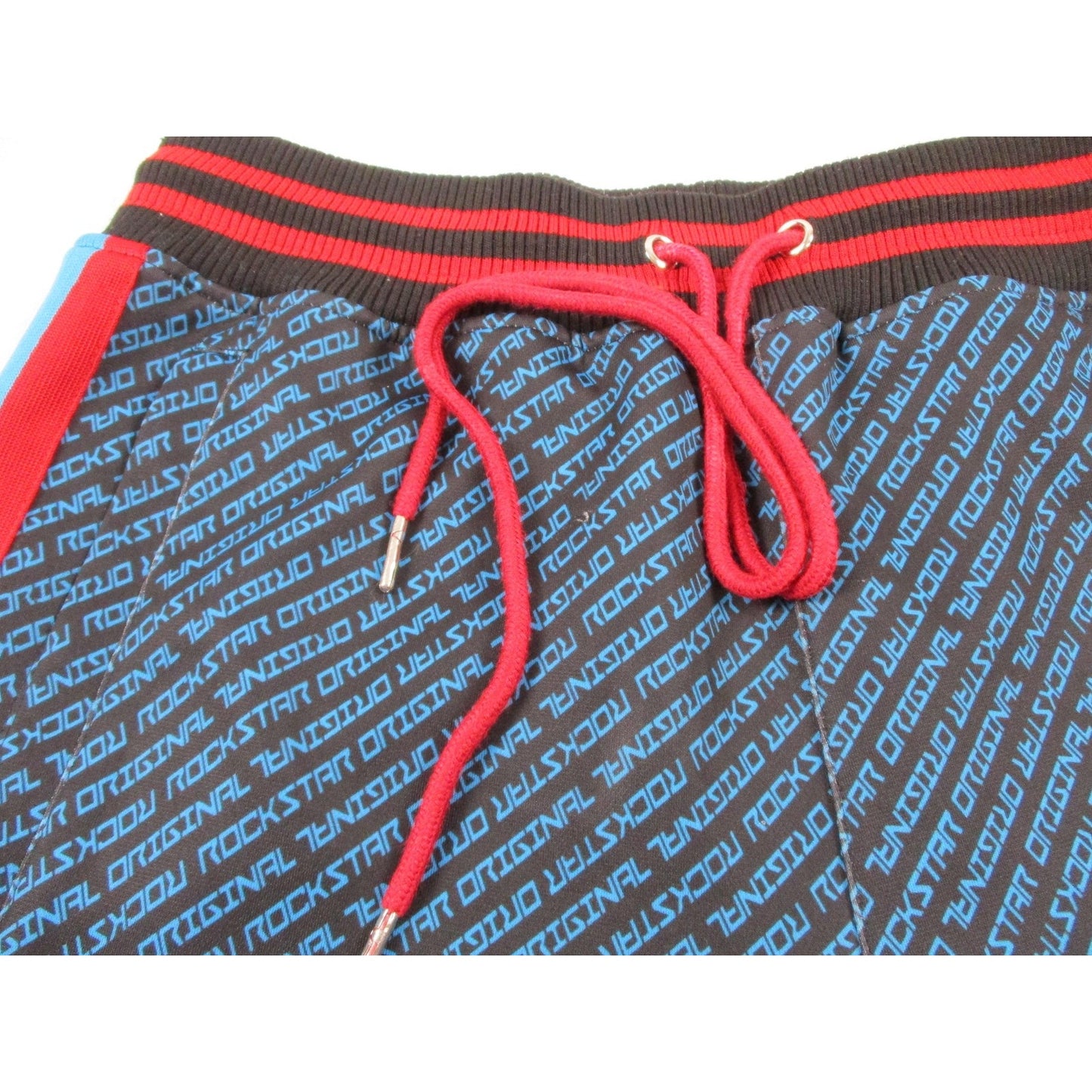 Rockstar Original Tracksuit Set Mens Large Black Blue Logo Track Sweatsuit Zip