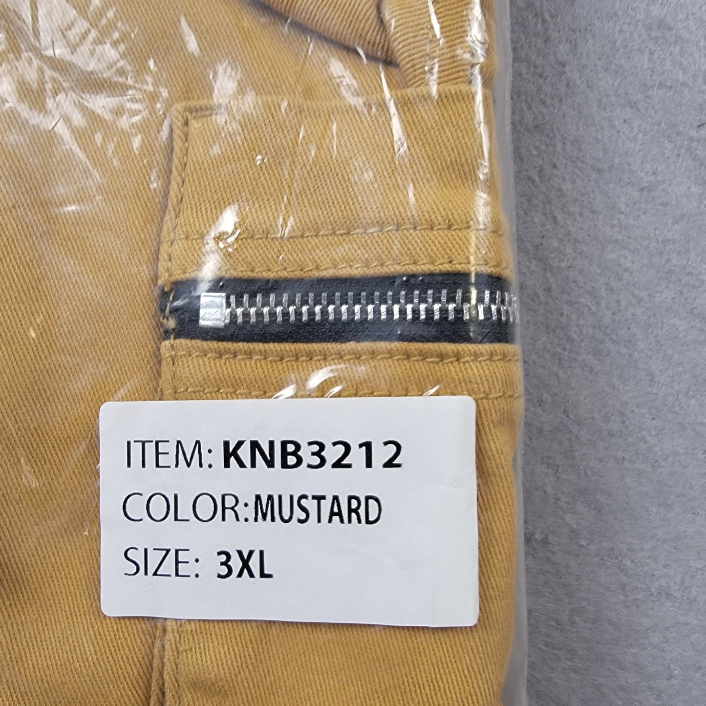 KDNK Men's Skinny Cargo Jogger Pants | 3XL | Mustard | Zip Cargo Pockets | NWT