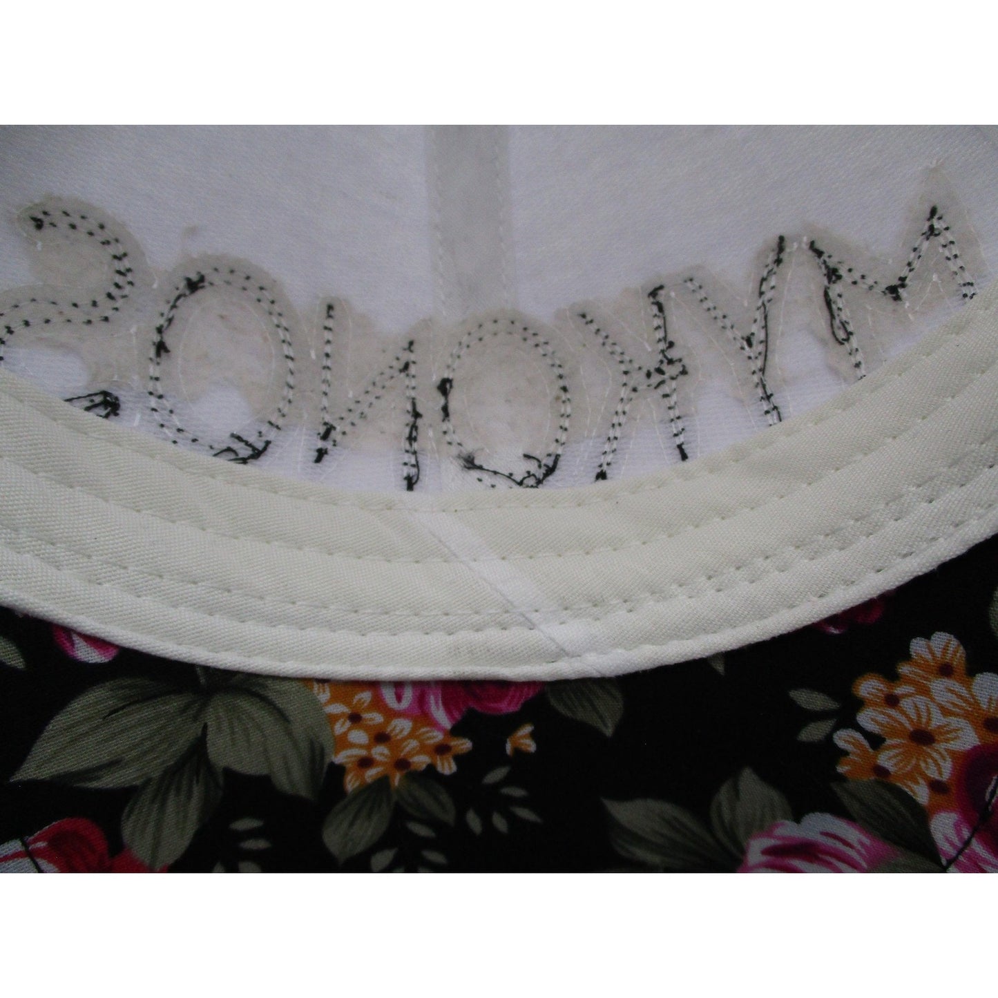 Mykonos Hat Cap Strap Back Mens One Size Floral Brim White Twill Karfil Greece Preowned