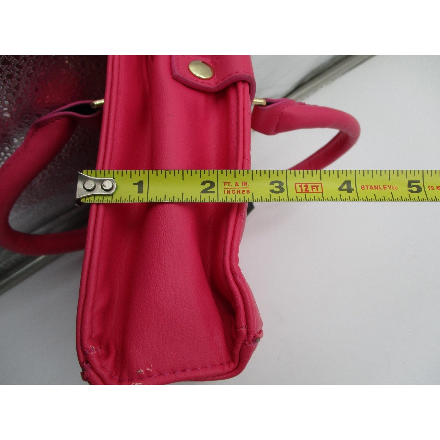 Bebe Satchel Bag Womens Mini Hot Pink Quilted Faux Leather Crossbody Purse Gold