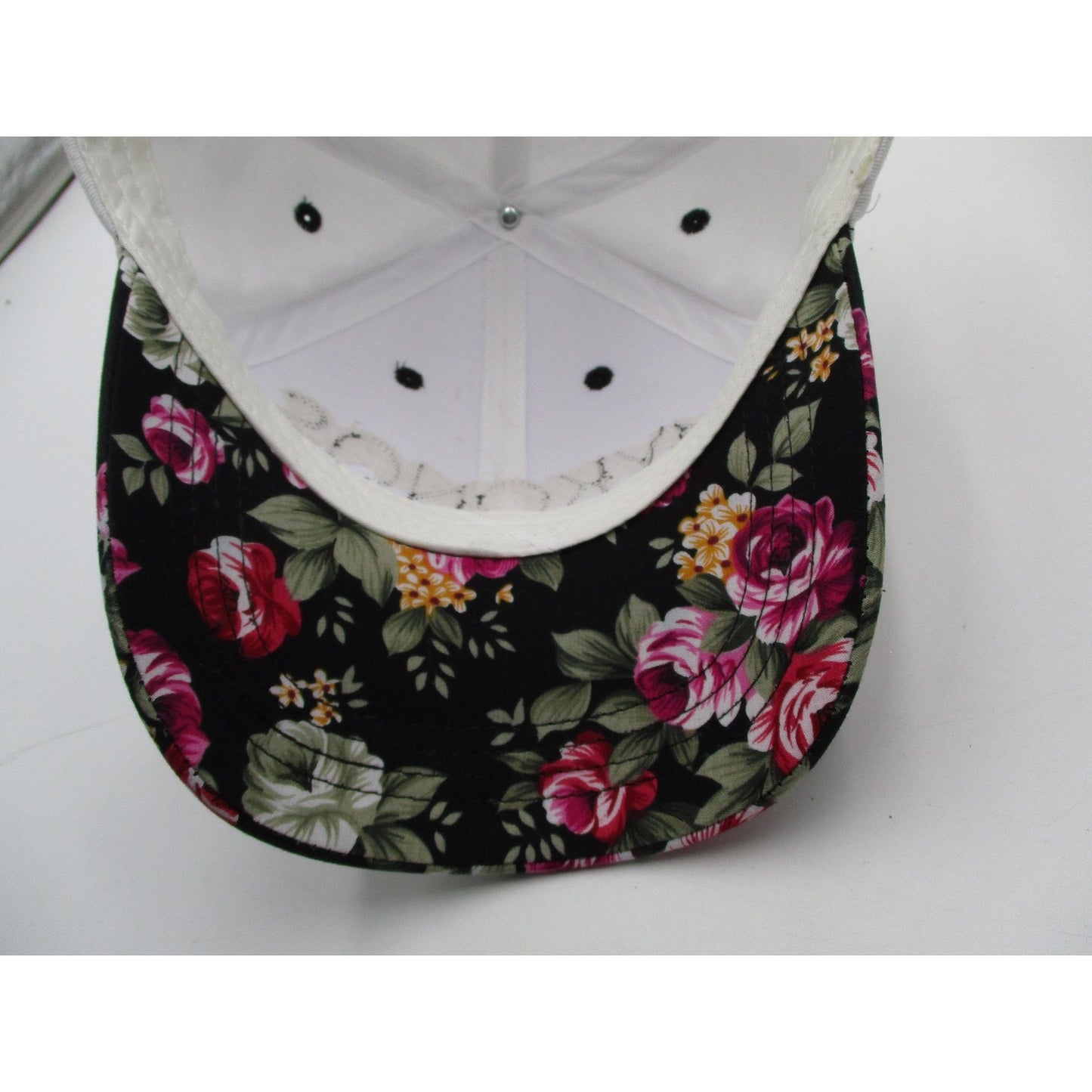 Mykonos Hat Cap Strap Back Mens One Size Floral Brim White Twill Karfil Greece Preowned