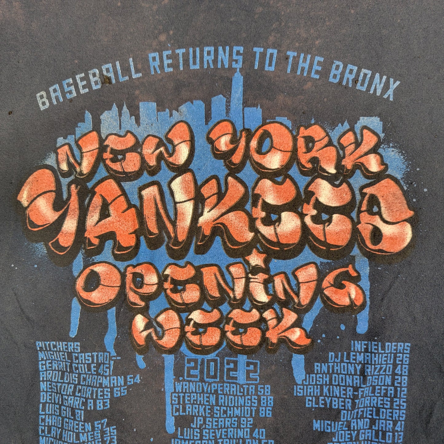 Yankees Opening Week 2022 T Shirt Adult M Navy Fruit Of The Loom Used4