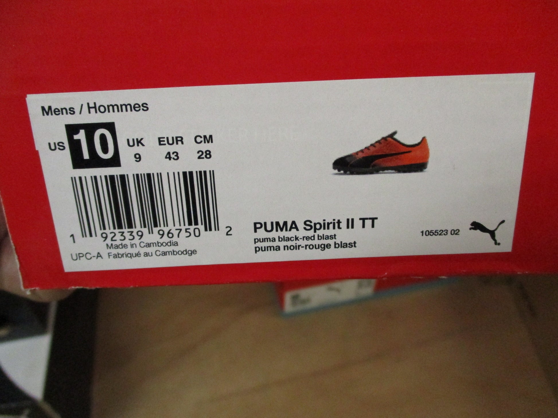Puma Spirit II TT Mens Soccer Turf Shoe Black Red Blast Size 10 NIB 1055236