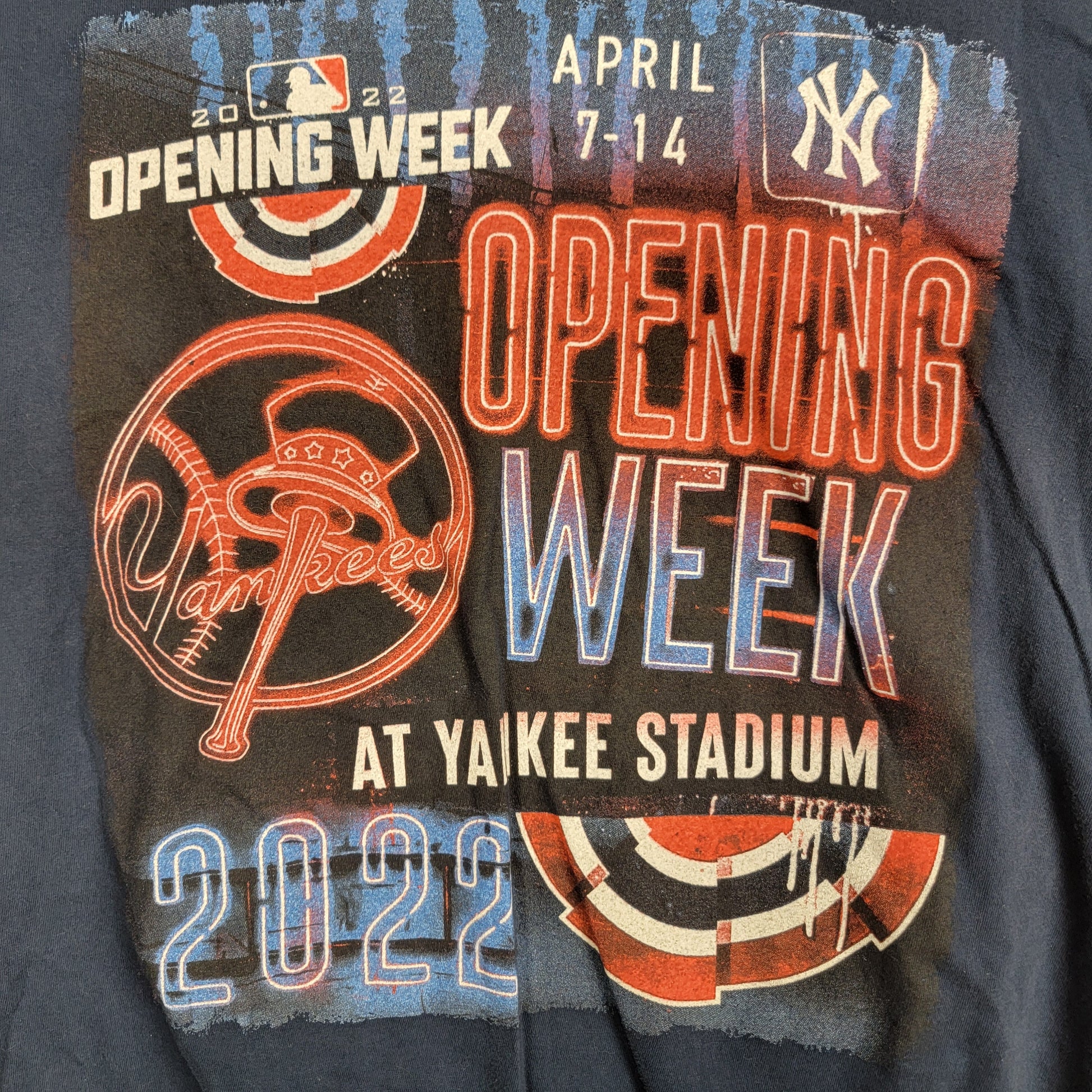 Yankees Opening Week 2022 T Shirt Adult M Navy Fruit Of The Loom Used2