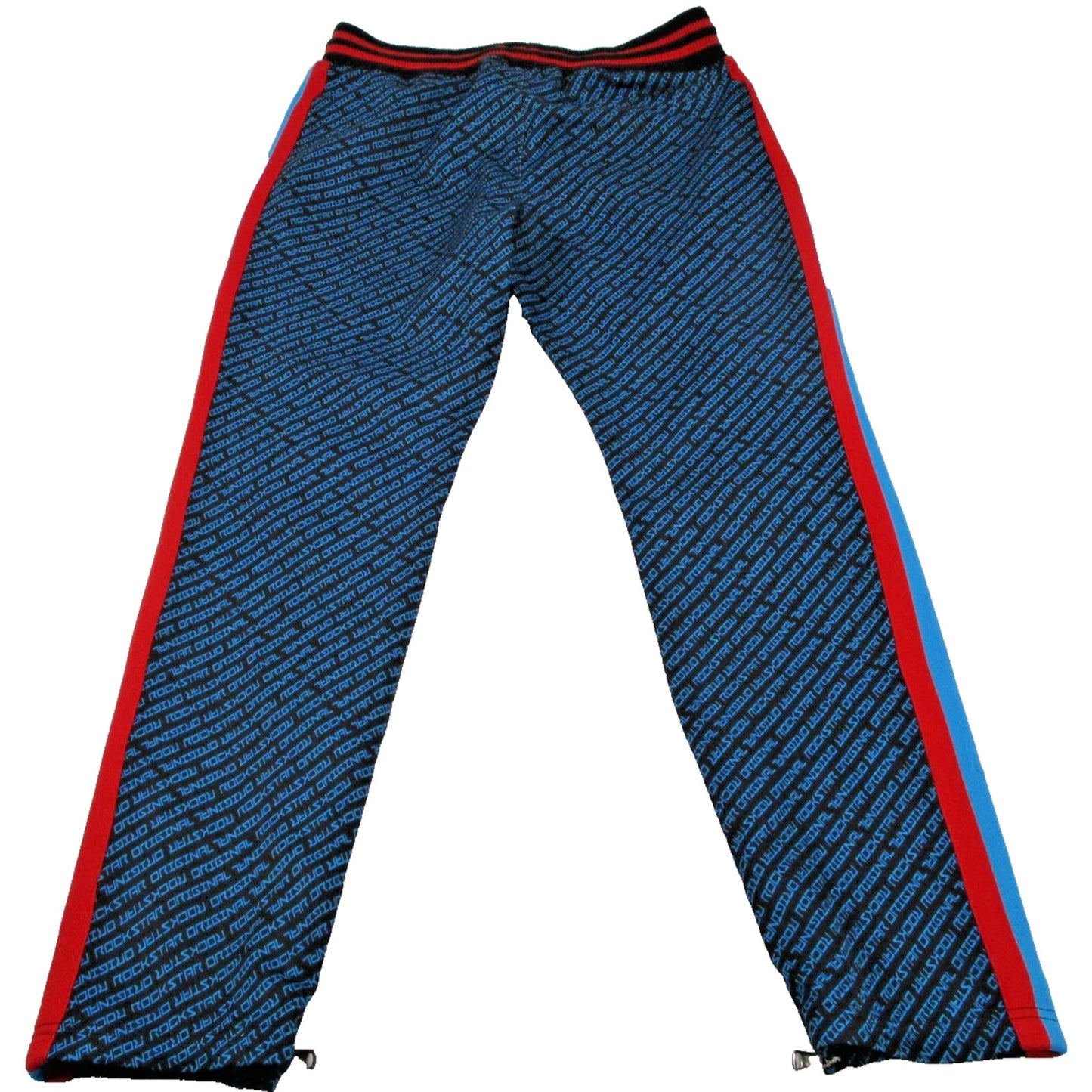 Rockstar Original Tracksuit Set Mens Large Black Blue Logo Track Sweatsuit Zip
