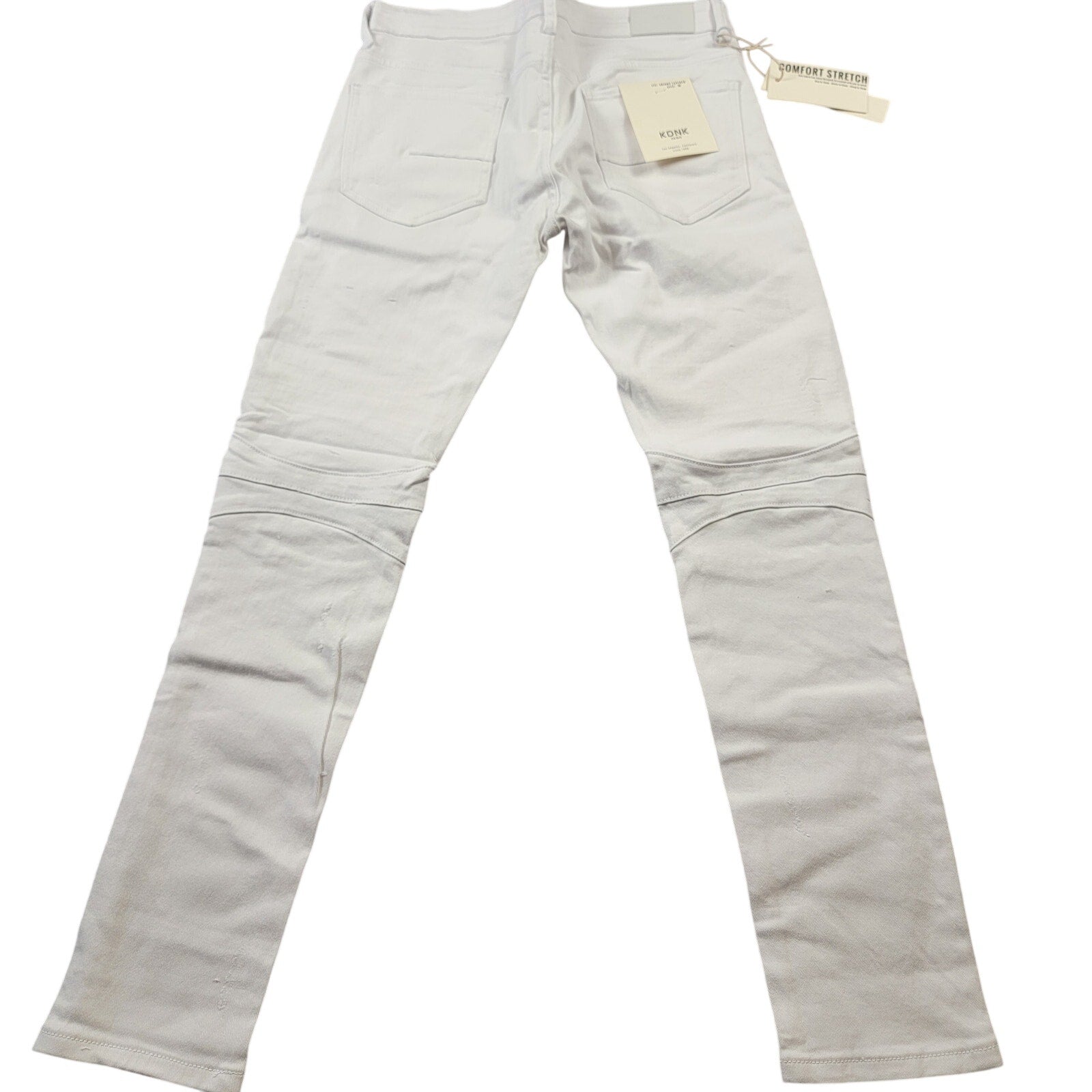 KDNK 1141411 White Moto Biker Skinny Tapered Jeans Men 30 NWT Comfort Stretch1