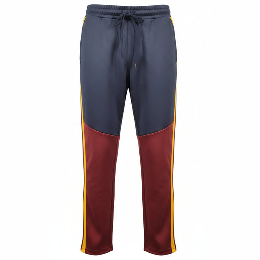 Royal Blue Mens Track Pants Medium Navy Burgundy Yellow Side Stripe NWT0