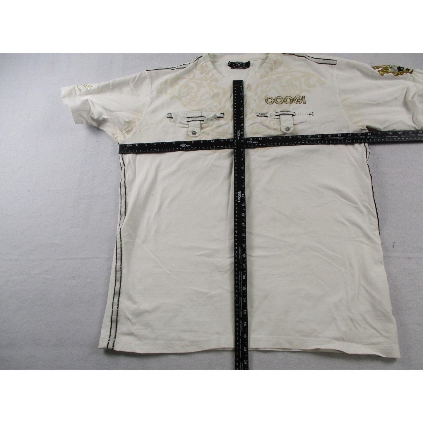 Coogi Shirt Cargo Shorts Mens 42 White Nautical Anchor Crest Graphic Set 1675