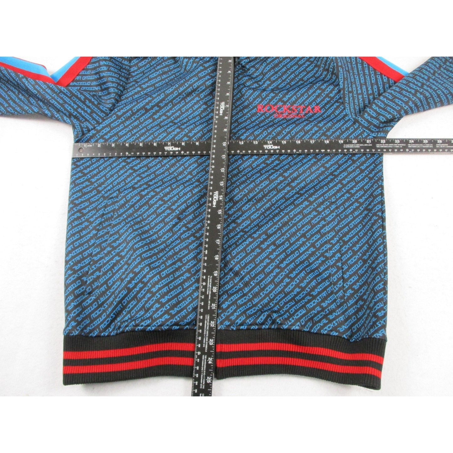 Rockstar Original Tracksuit Set Mens Large Black Blue Logo Track Sweatsuit Zip