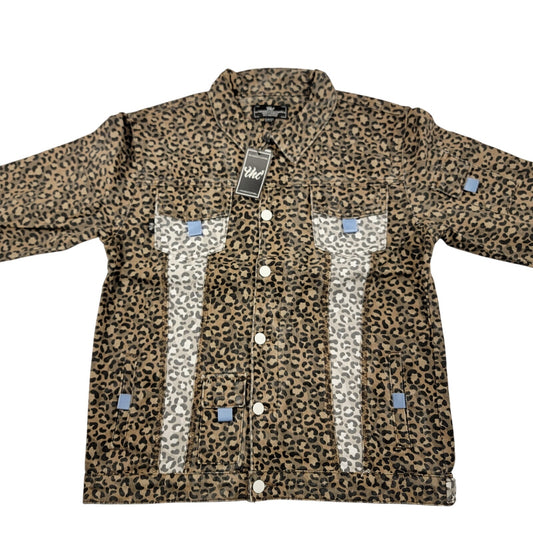 The Hideout Clothing Frosty Tropics Leopard Denim Jacket M NWT 200 Made 7830